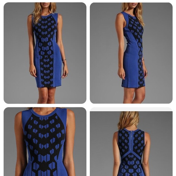DVF Franca Dress in Black/Vivid Blue - Picture 1 of 8